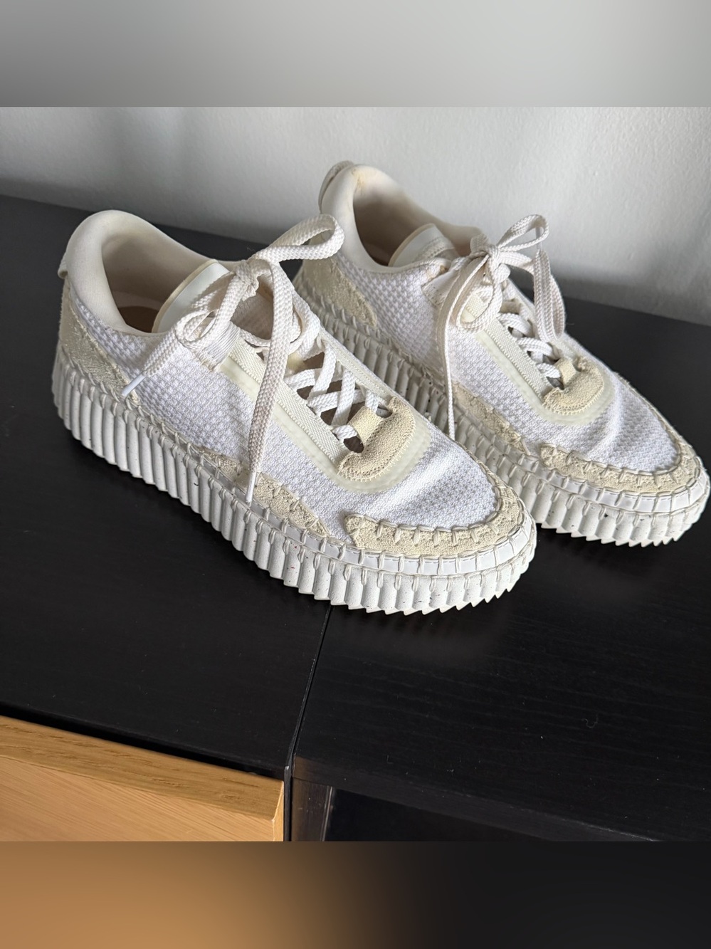 Chloé Nama Platform Sneakers White Cream Size 40 US 10